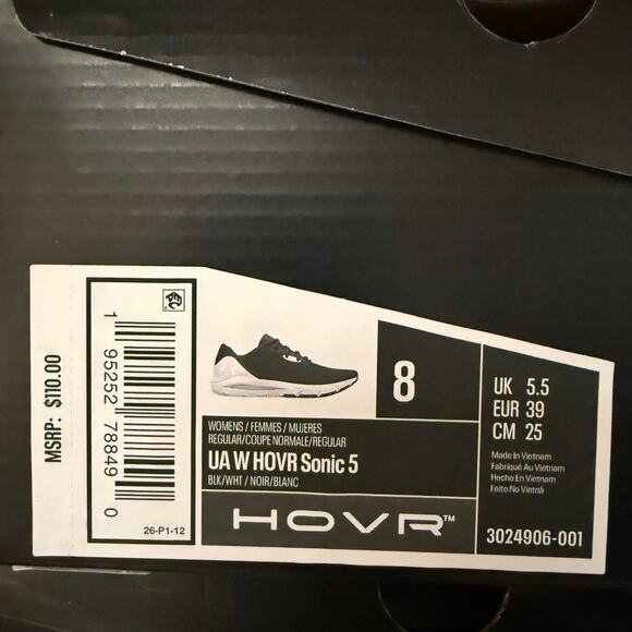 UNDER ARMOUR WOMEN'S 8 HOVR SONIC 5 BLACK RUNNING SHOES 3024906-001 - Picture 6 of 6